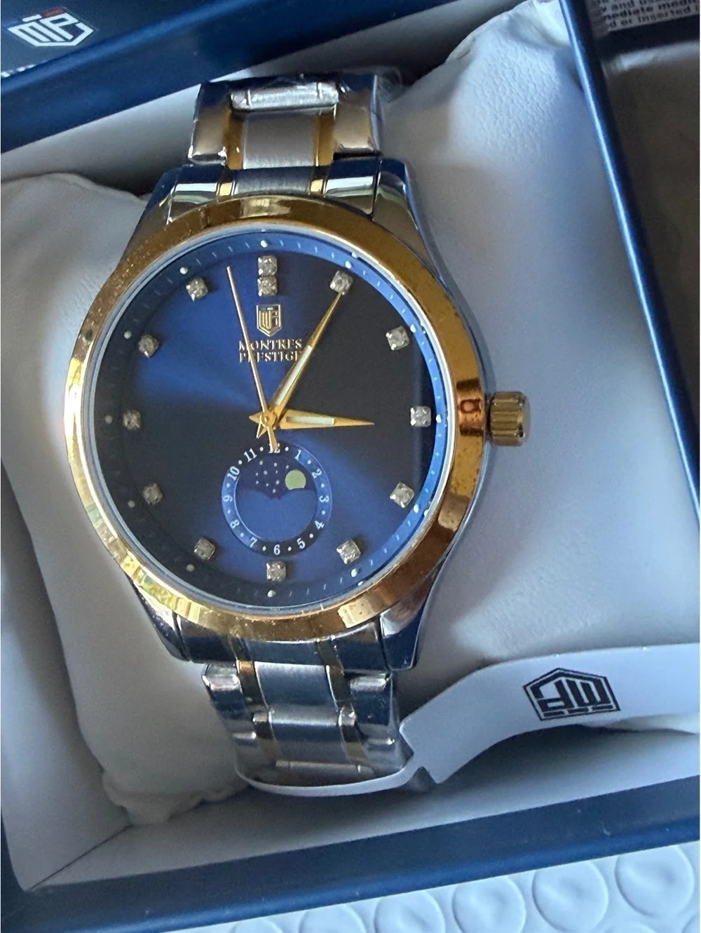 $199.00 Montres Prestige by INVICTA 42mm Men’s Watch blue face-two tone band